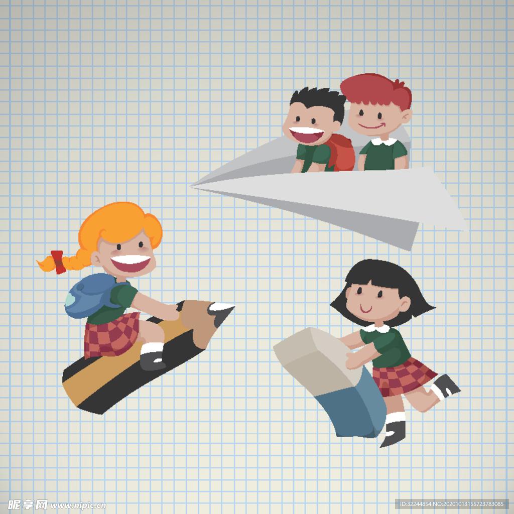 卡通儿童背景插图矢量