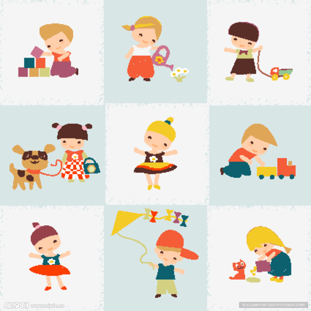 卡通儿童背景插图矢量