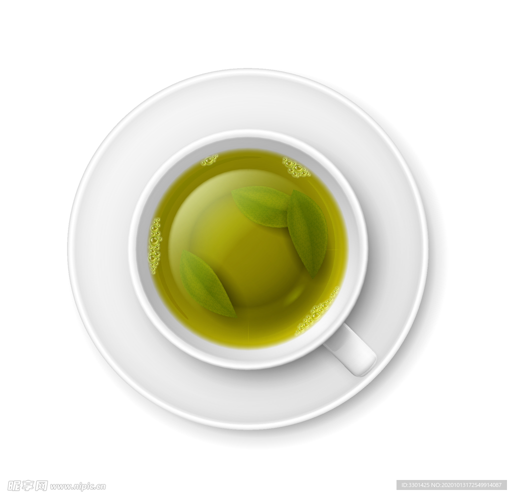 矢量绿叶茶汤