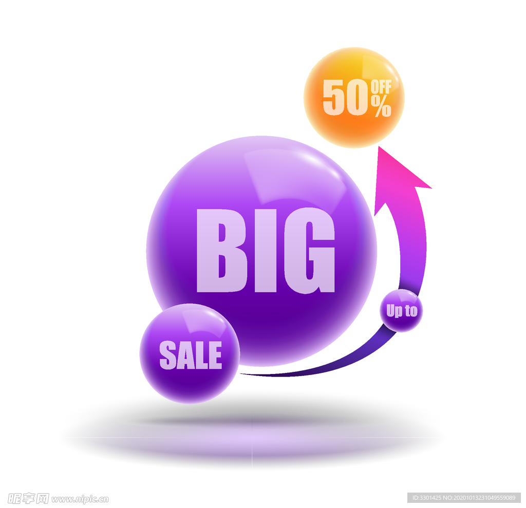 紫色气泡电商促销装饰
