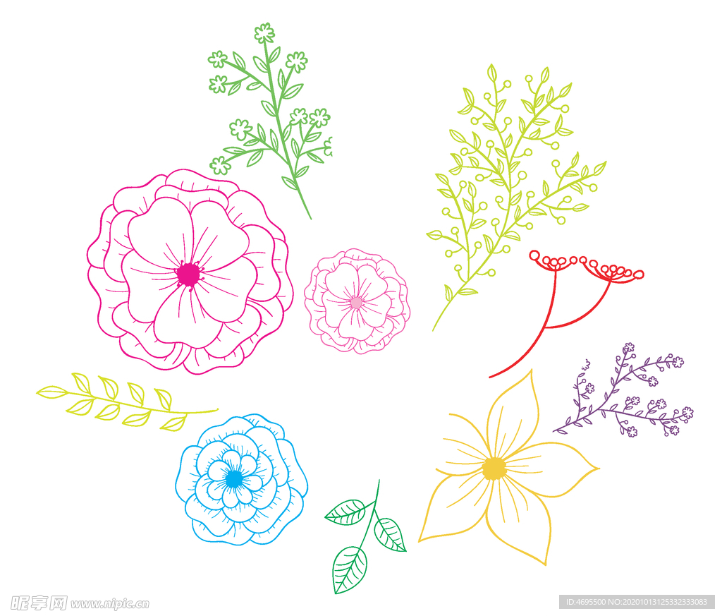 花 植物 叶子矢量图