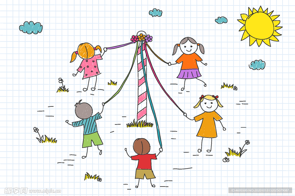 手绘儿童玩游戏