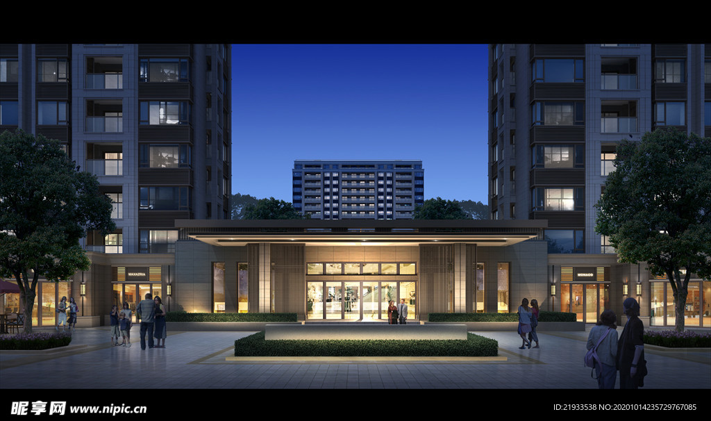 小区门口夜景效果图小区入口