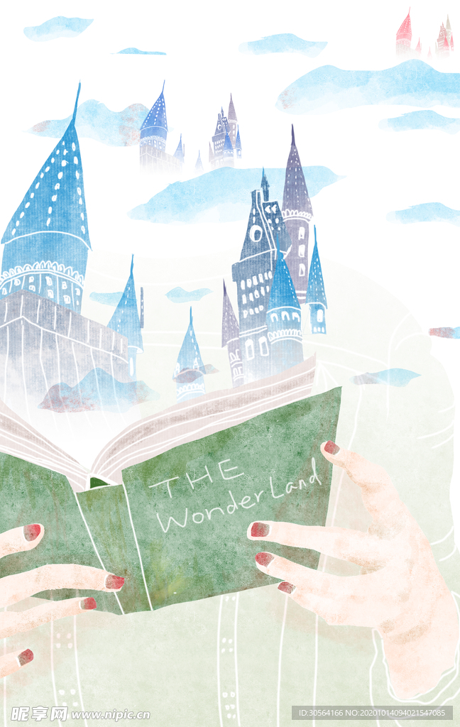 阅读城市插画卡通海报素材