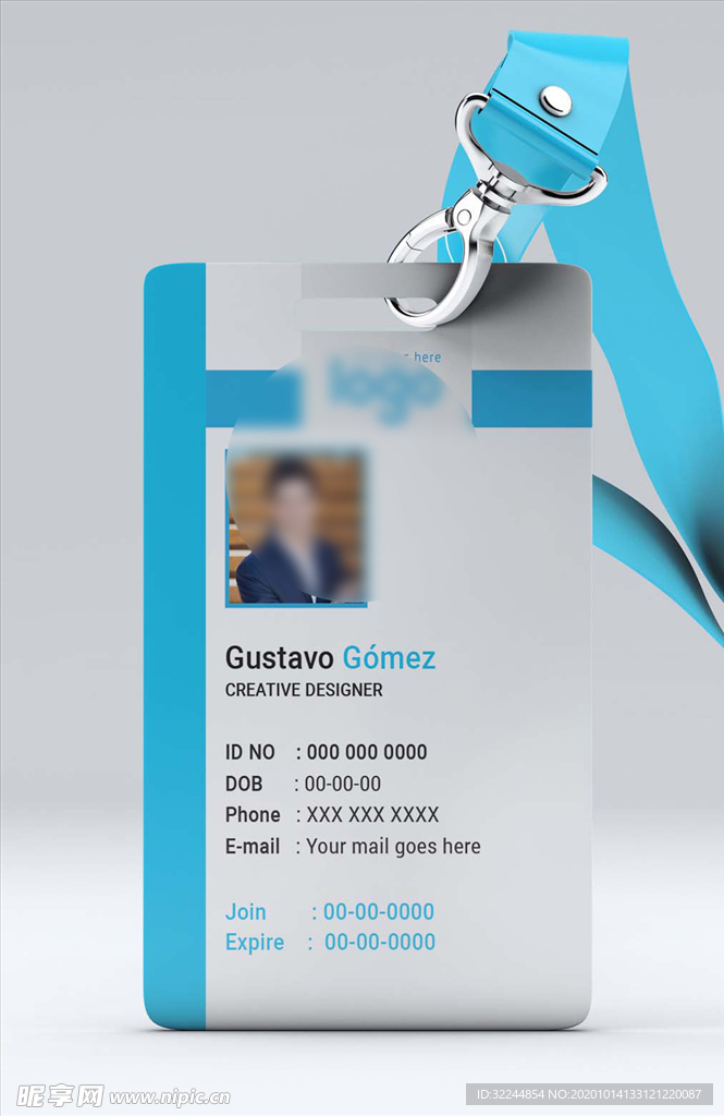 工作证模板工牌矢量