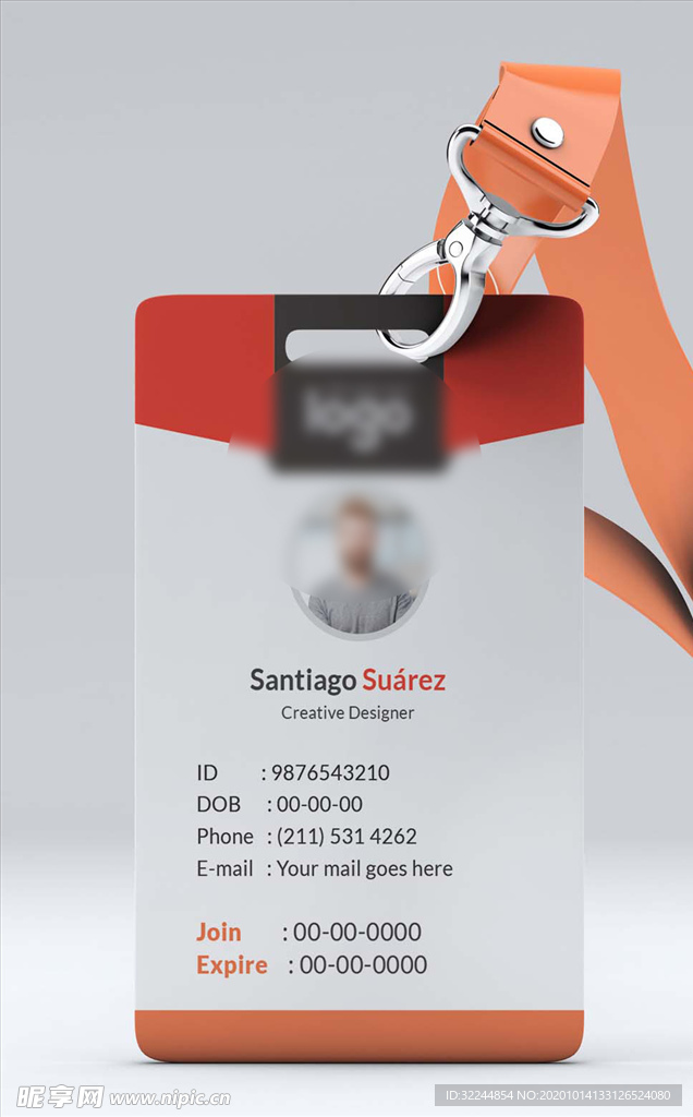 工作证模板工牌矢量