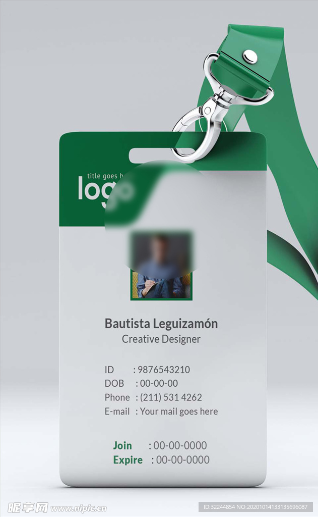 工作证模板工牌矢量