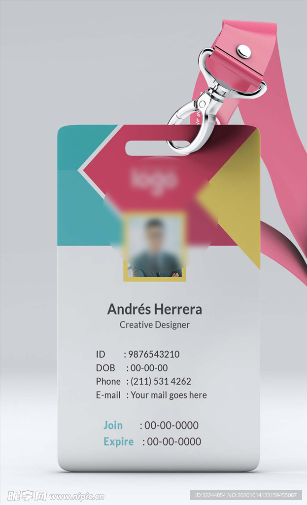 工作证模板工牌矢量