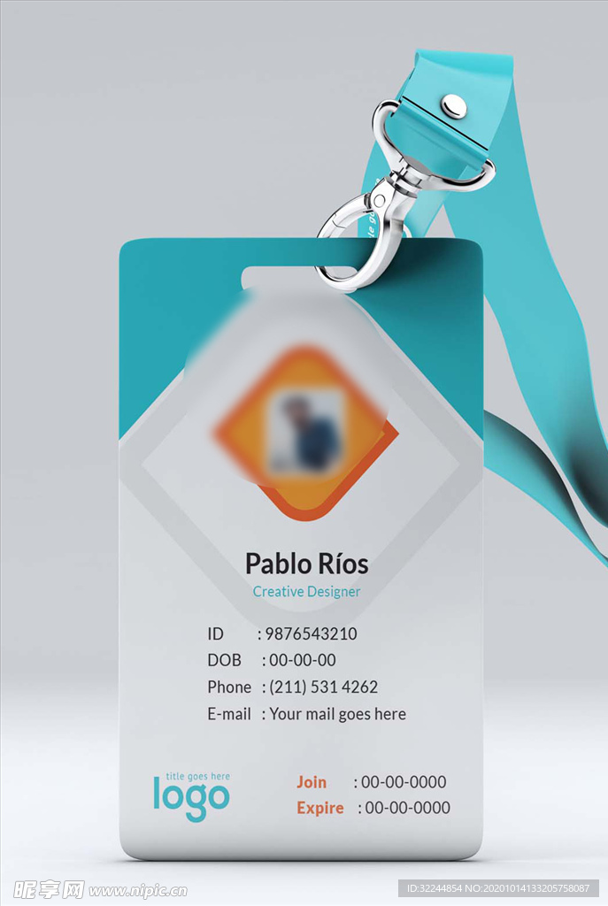 工作证模板工牌矢量