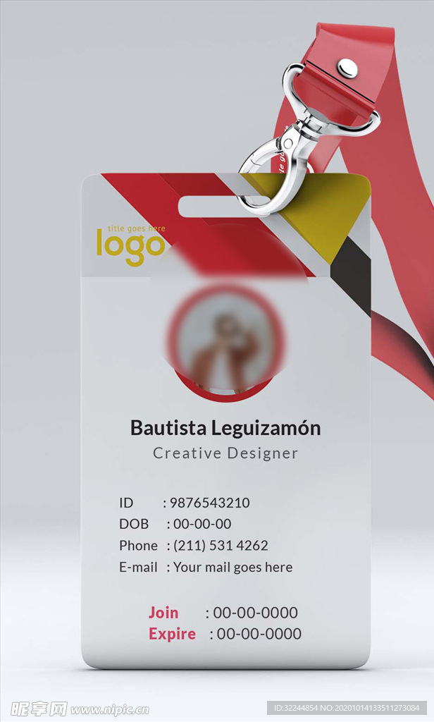 工作证模板工牌矢量