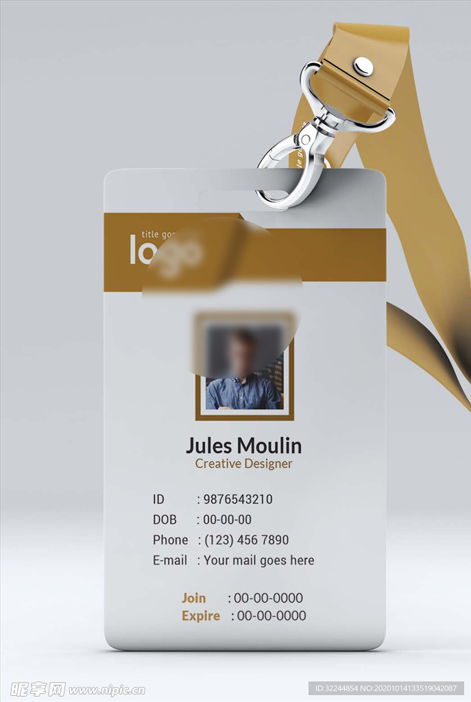 工作证模板工牌矢量