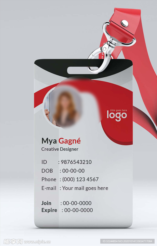 工作证模板工牌矢量