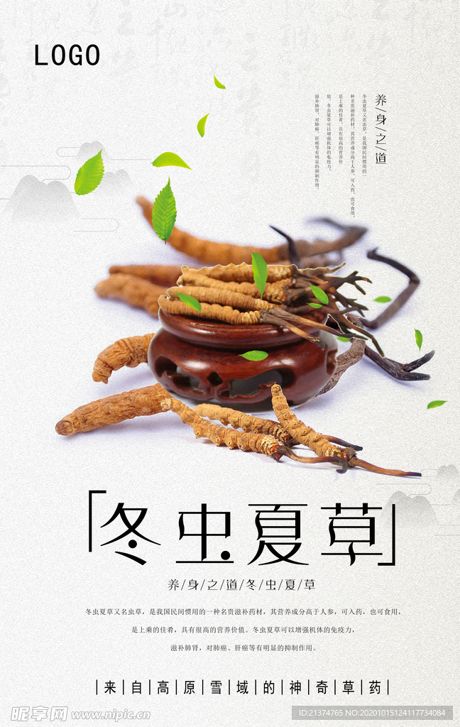 中国风冬虫夏草宣传海报