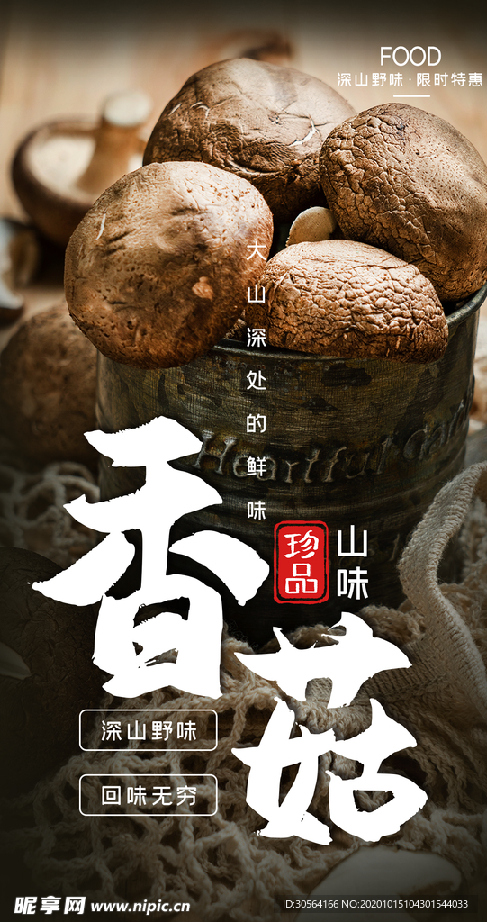 香菇美食食材配料海报素材