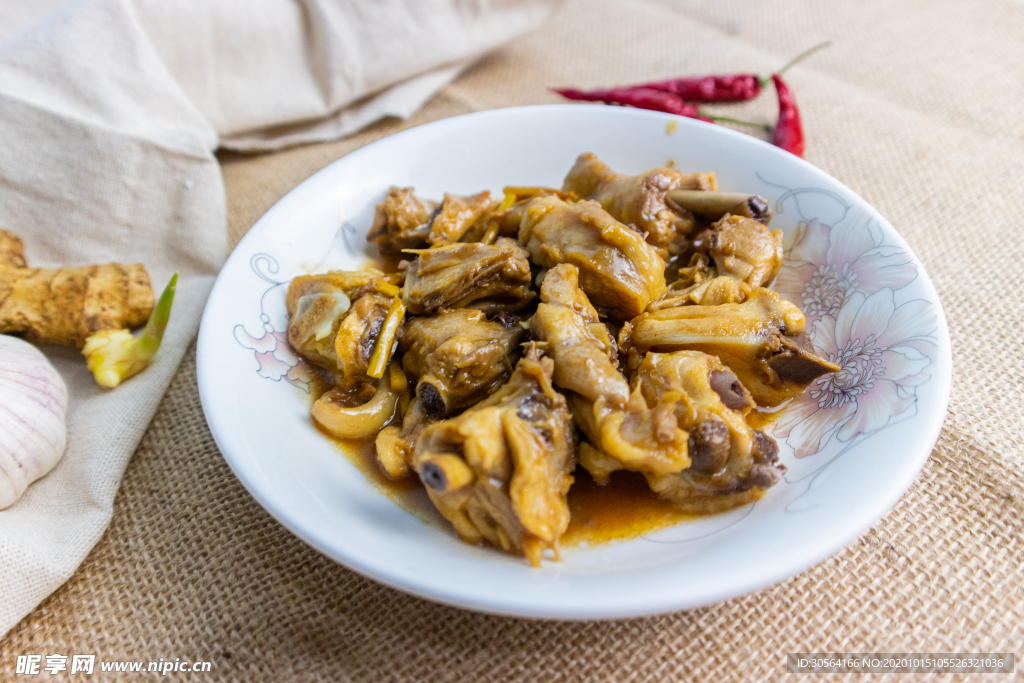 红烧鸡块美食食材背景海报素材