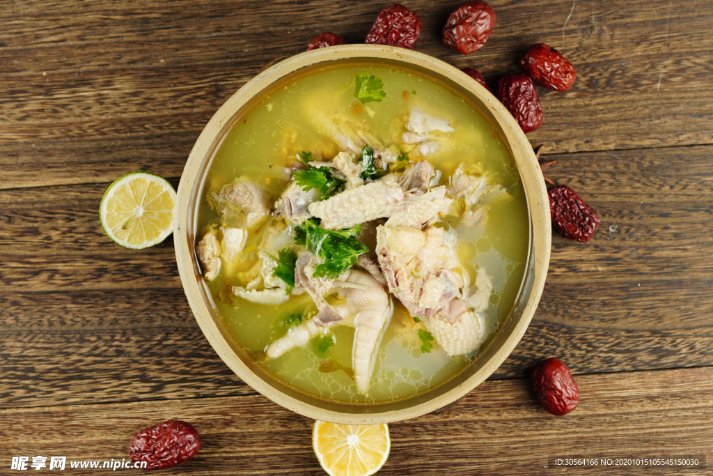 砂锅鸡汤美食食材背景海报素材