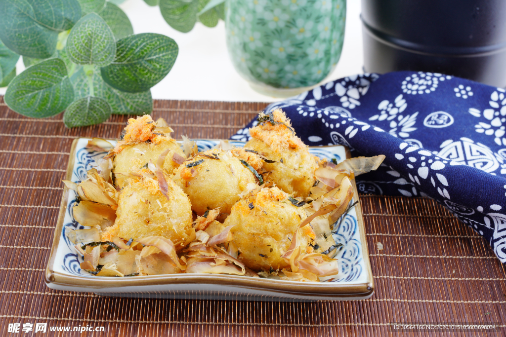 章鱼丸子美食食材背景海报素材