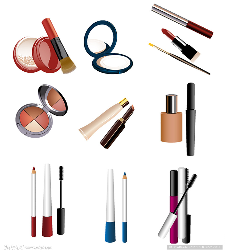 护肤化妆品素材矢量