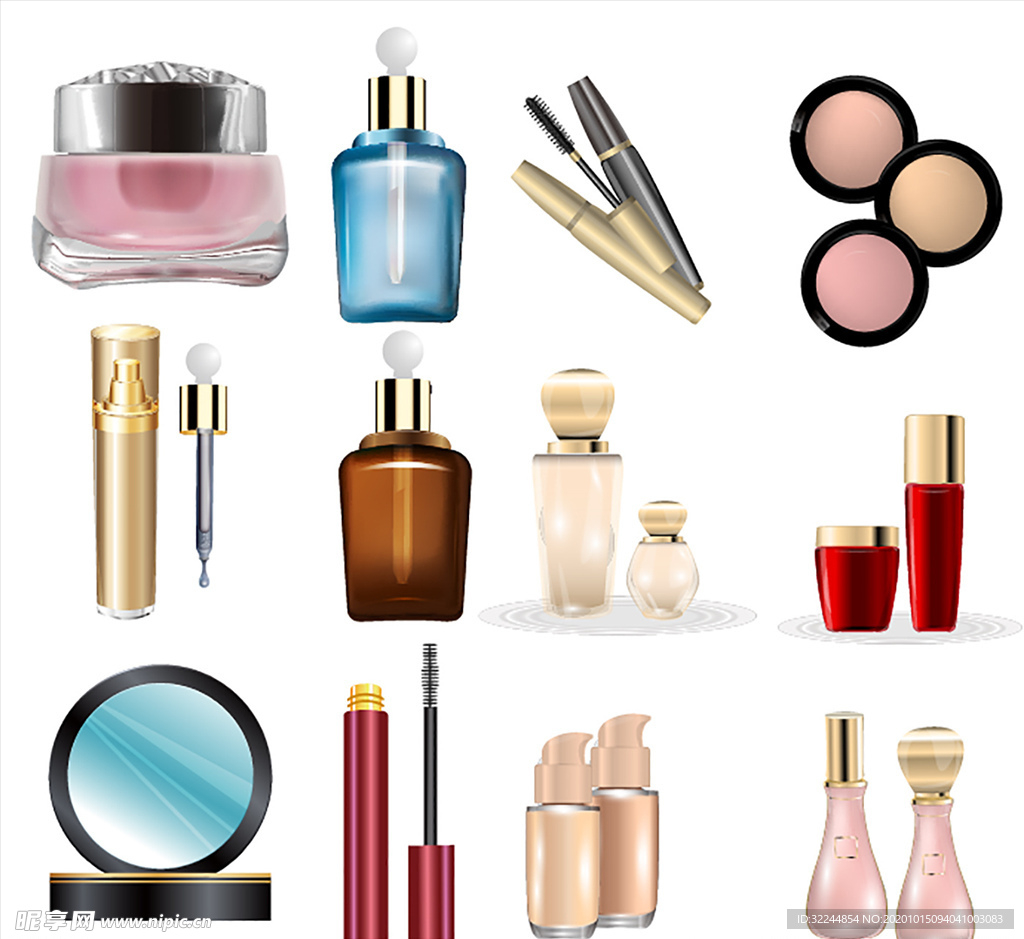 护肤化妆品素材矢量