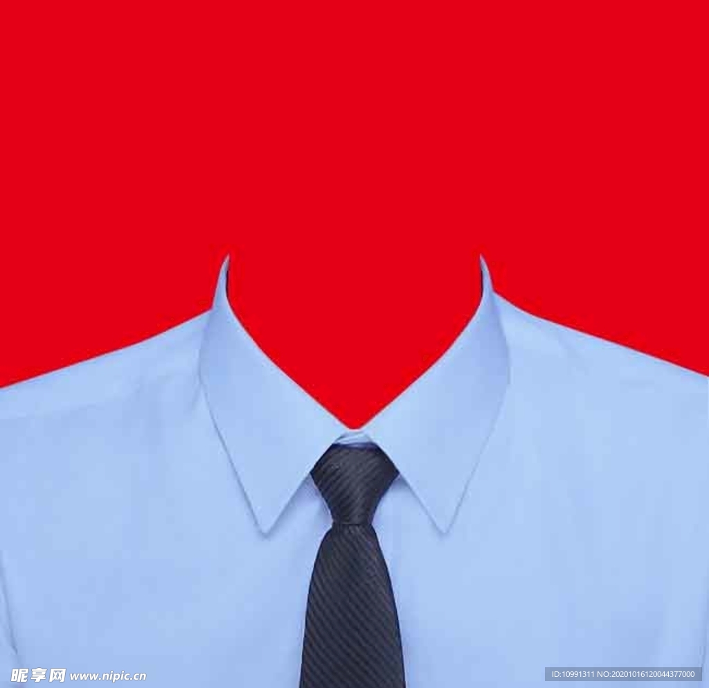 蓝色领带衬衫证件照衣服素材
