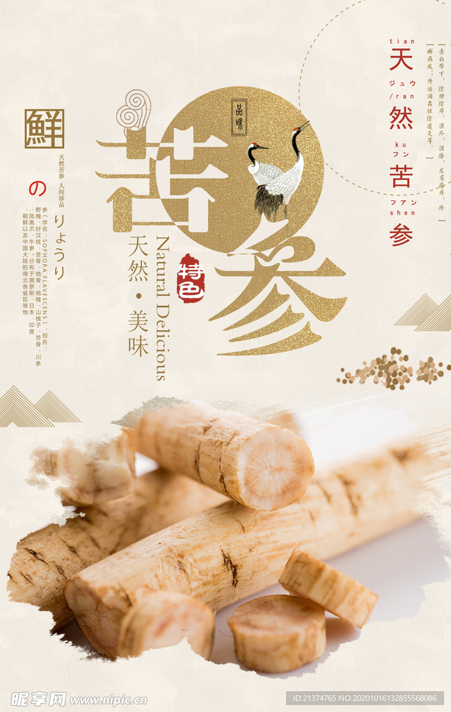 简洁中国风中药苦参海报