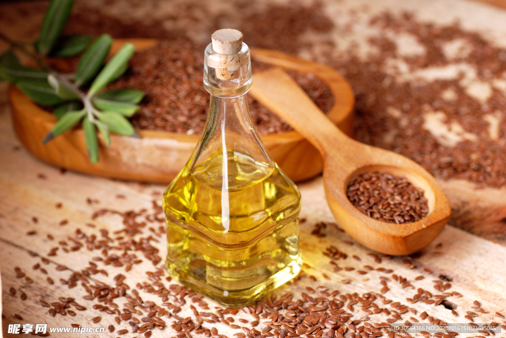 亚麻籽油补品养生背景海报素材