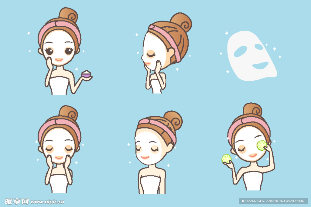 精致女孩美容护肤瑜伽