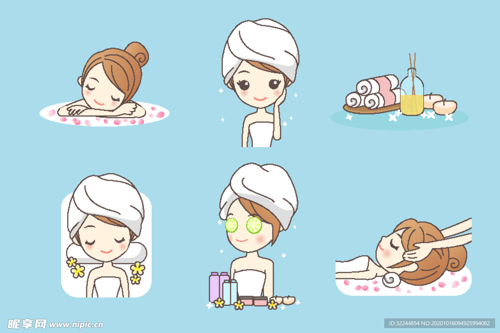 精致女孩美容护肤瑜伽