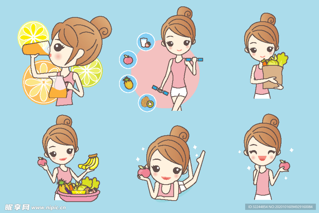 精致女孩美容护肤瑜伽