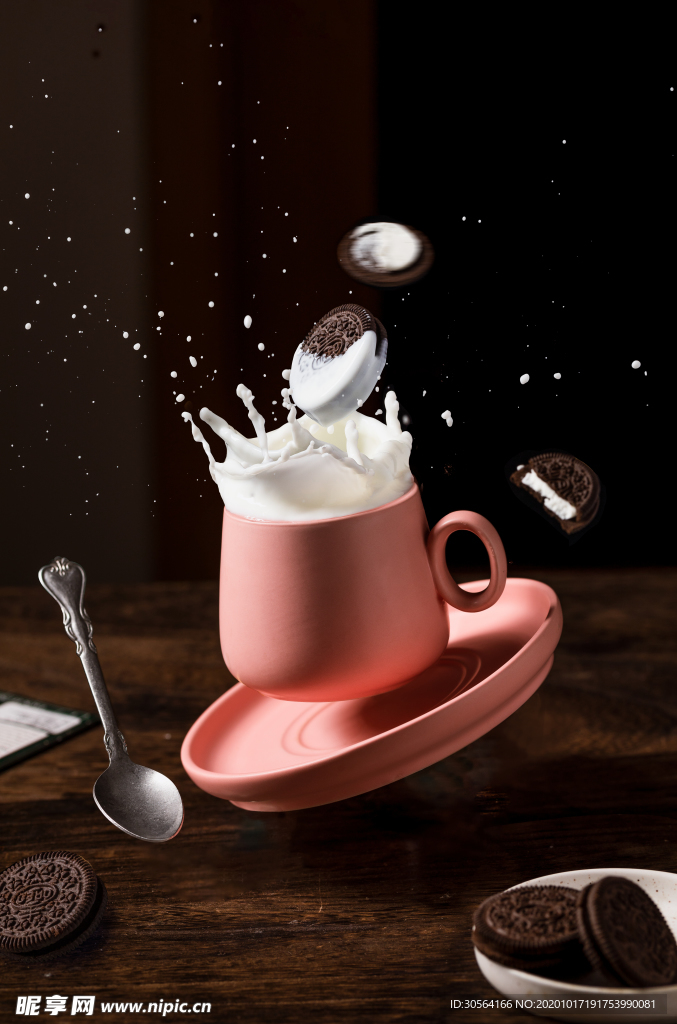 牛奶饼干零食点心背景海报素材