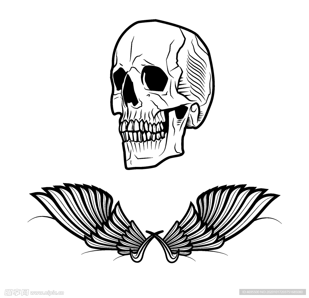 卡通翅膀 人头骨