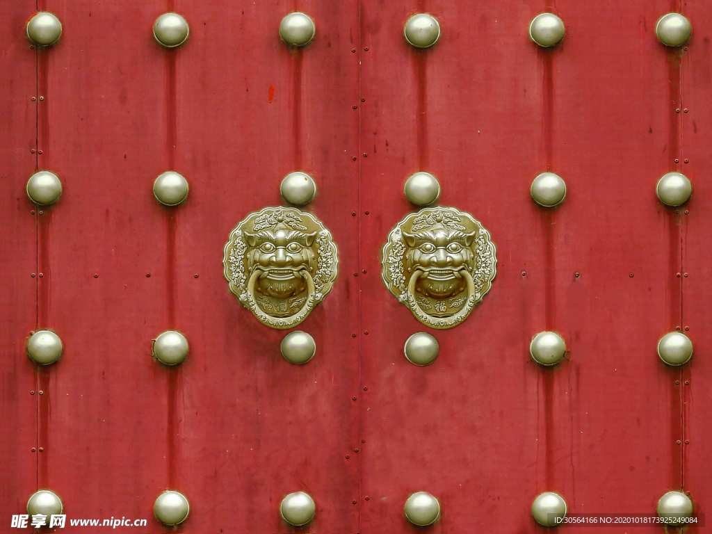 木门铜环中式复古背景海报素材