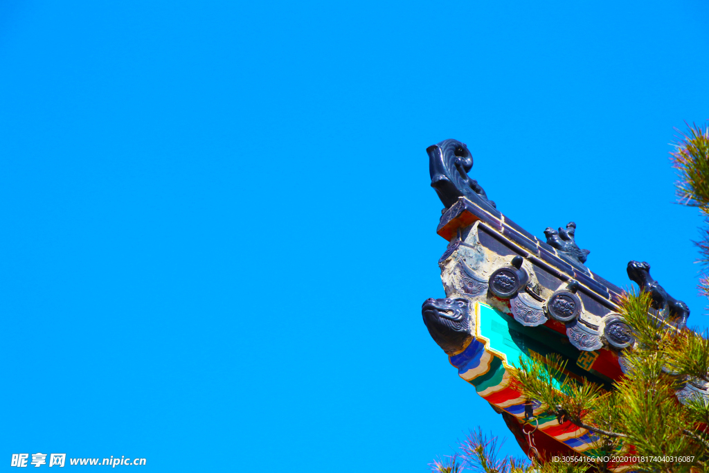 屋檐复古建筑背景海报素材