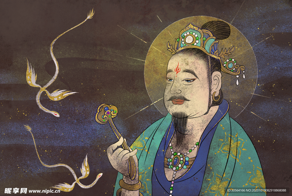 敦煌插画壁画背景海报素材