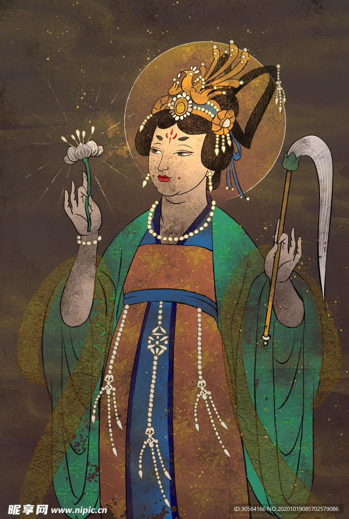 敦煌插画壁画背景海报素材