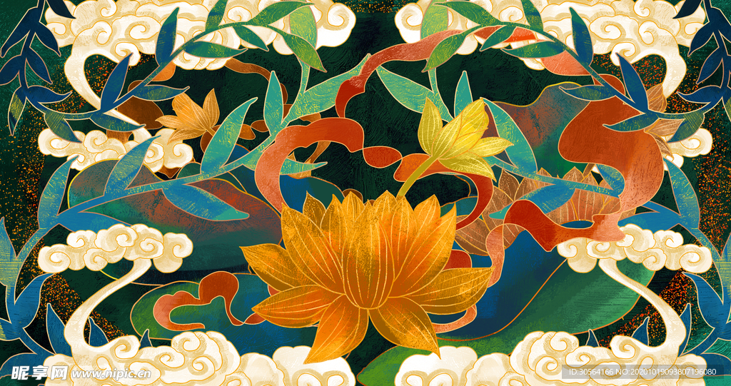 敦煌插画壁画背景海报素材