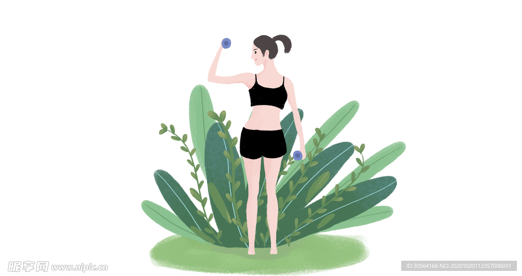 人物运动插画卡通背景海报素材