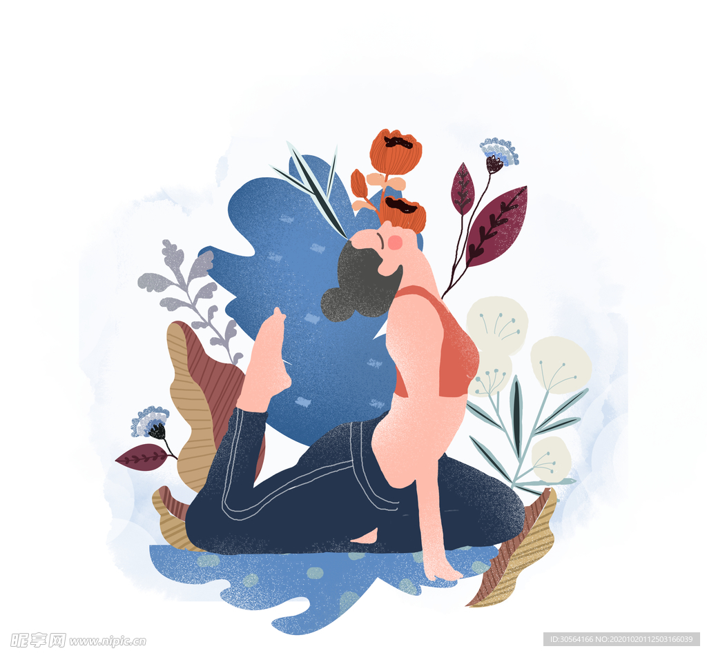 人物运动插画卡通背景海报素材