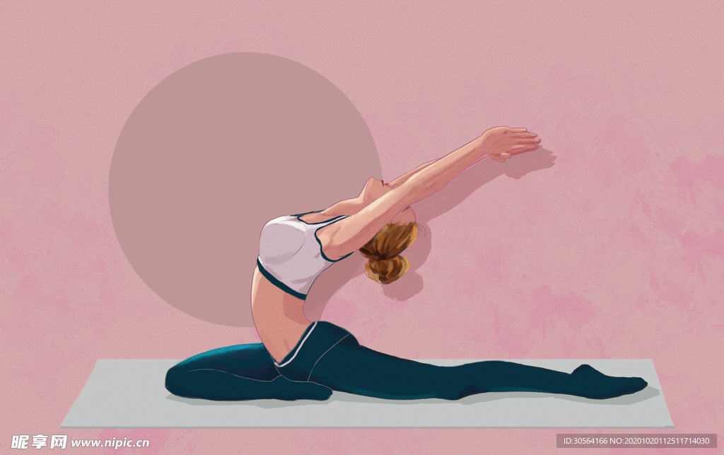 人物运动插画卡通背景海报素材