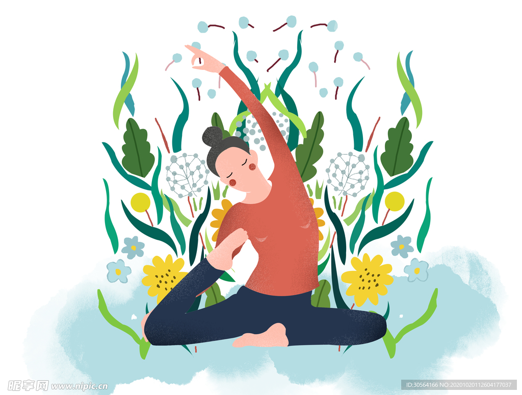 人物运动插画卡通背景海报素材