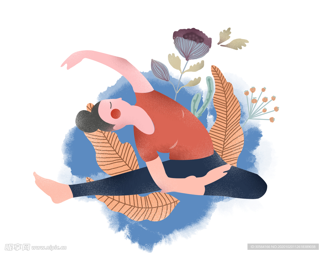 人物运动插画卡通背景海报素材