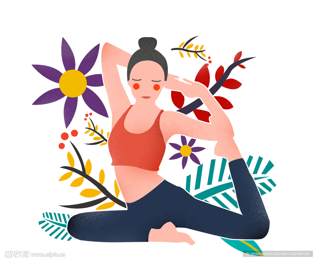 人物运动插画卡通背景海报素材