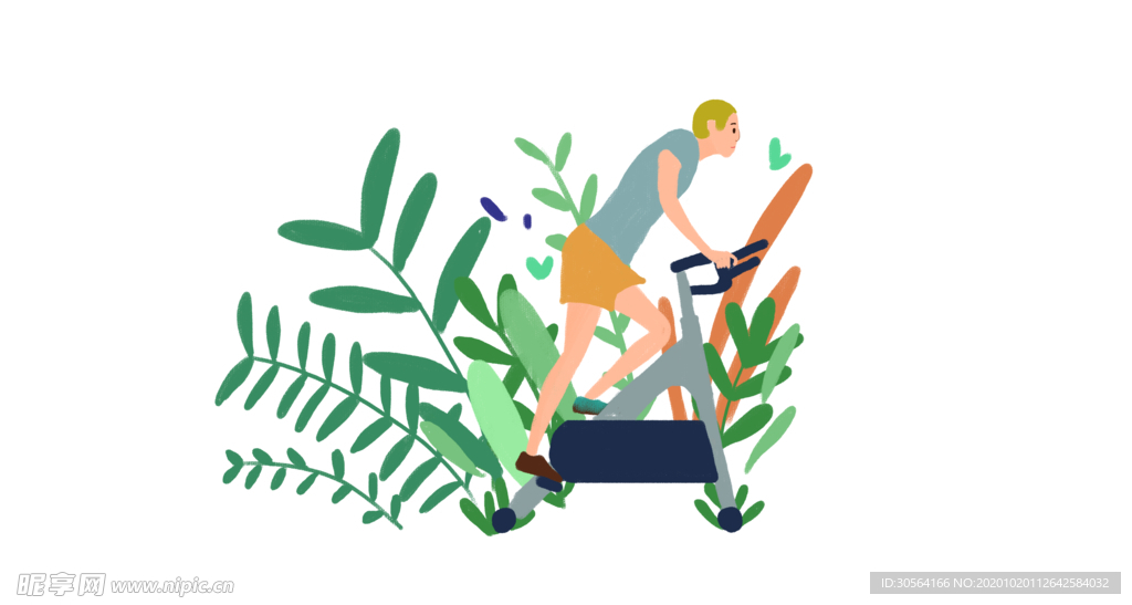 人物运动插画卡通背景海报素材