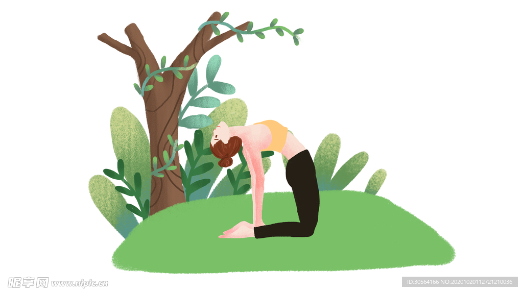 人物运动插画卡通背景海报素材