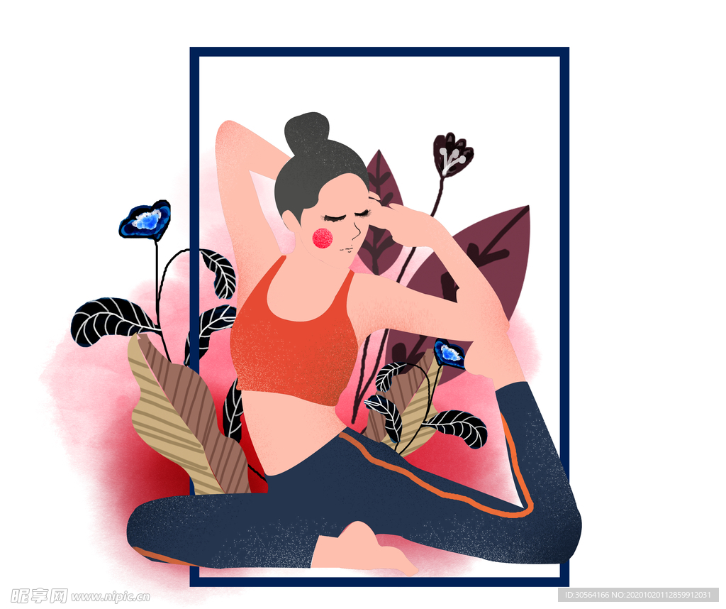 运动人物卡通插画背景海报素材