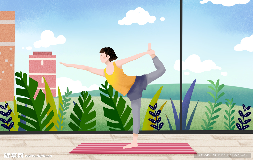 运动人物卡通插画背景海报素材