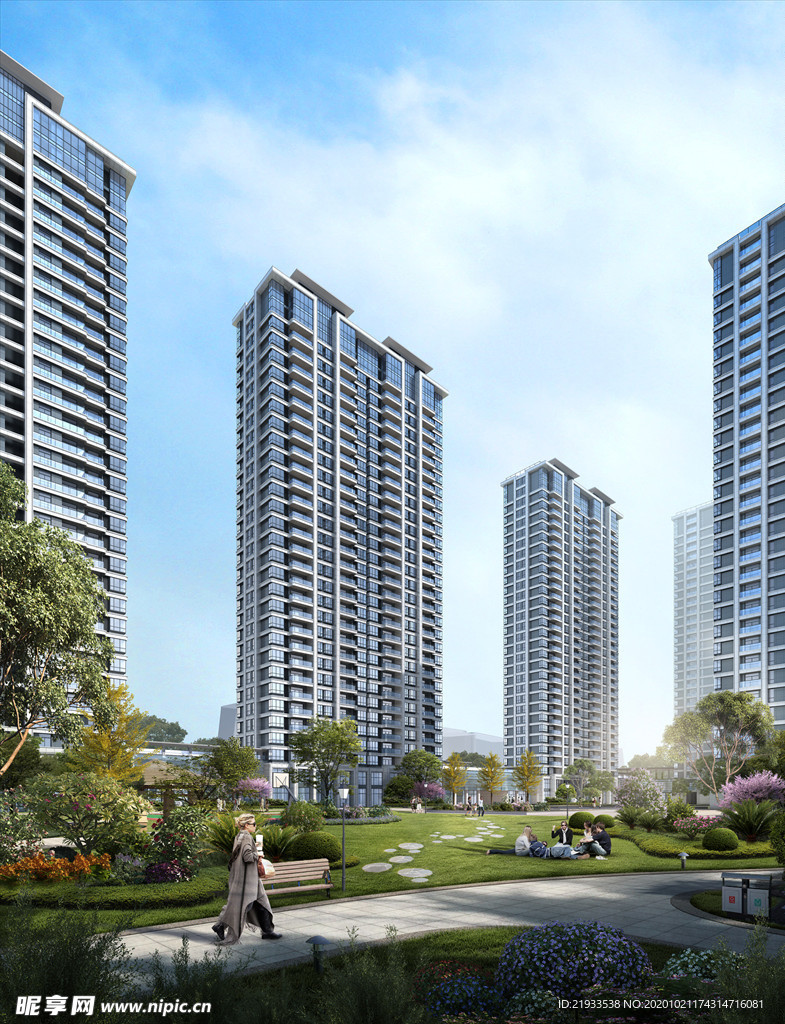 小区别墅洋房园林景观效果图图片