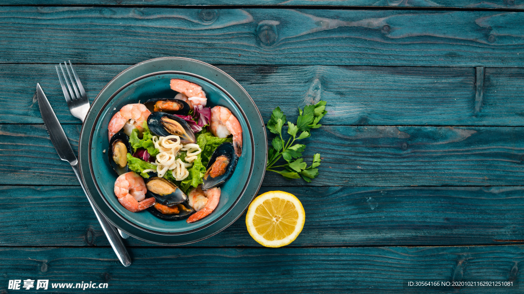 虾仁海鲜橙子晚餐背景海报素材