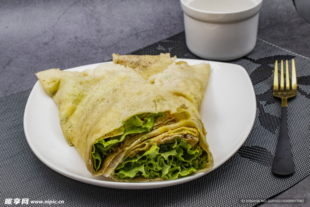 煎饼果子美食食材背景海报素材