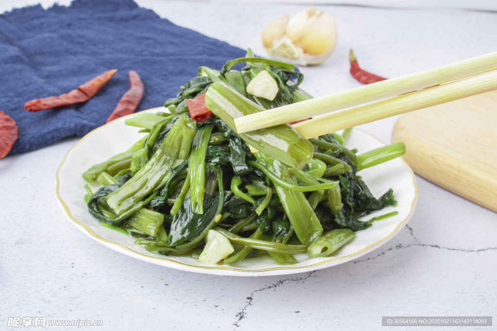 空心菜蔬菜美食背景海报素材
